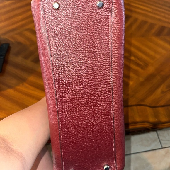 Coach Red Leather Satchel with Signature Design - Picture 5 of 12